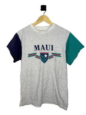 Vintage Maui Hawaii Tee Gear For Sports Made in USA 90s Colorblock Small